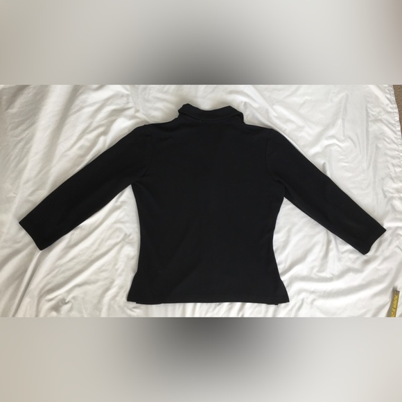 90’s EUC Express tricot rich black vneck collared 3/4 sleeve button down - Picture 3 of 9